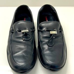 Prada Men's Black leather driving loafers slip on size 9